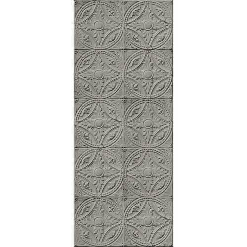 Mid grey antic tin tiles vinyl rug Matilda - runner size