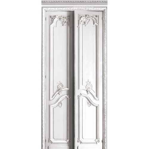 White pastel double door with simple haussmann panelling 133cm