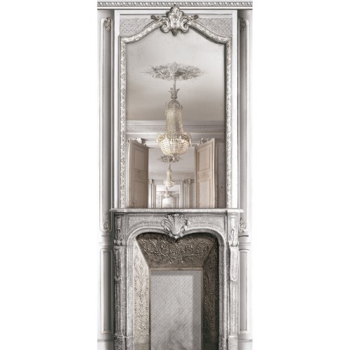 White pastel fireplace and mirror perspective haussmannian 133cm