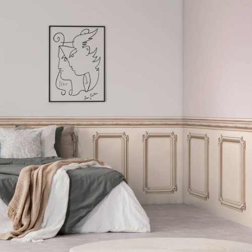 Molded Haussmann wainscot wallpaper - Linen