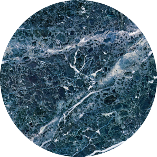 Marble vinyl round rug Night blue Emperador