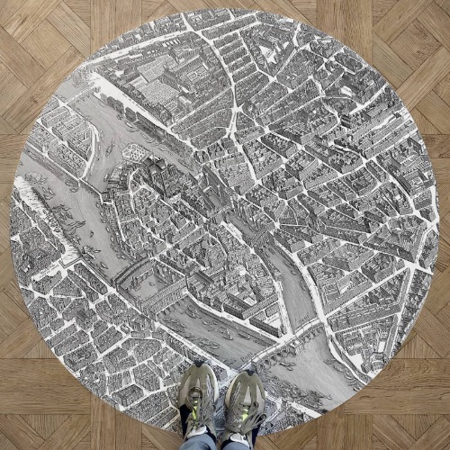 Turgot&#039;s map of Paris vinyl round rug