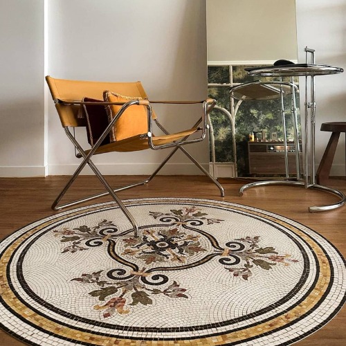 Mosaic vinyl round rug Helena