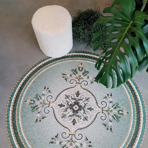 Mosaic vinyl round rug Amanda