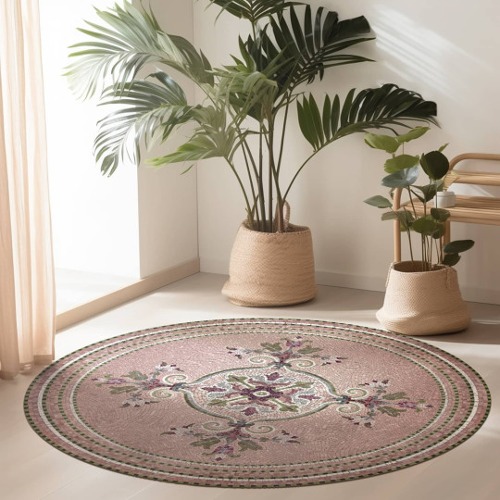 Mosaic vinyl round rug Flora
