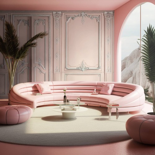 French panels wallpaper - Light pink