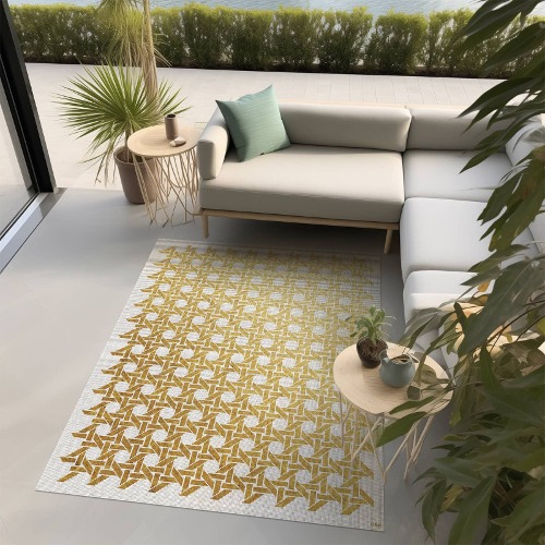 Gold Cannage vinyl rug - Wide size