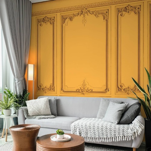 Set of Haussmann mural wallpaper - Saffron yellow